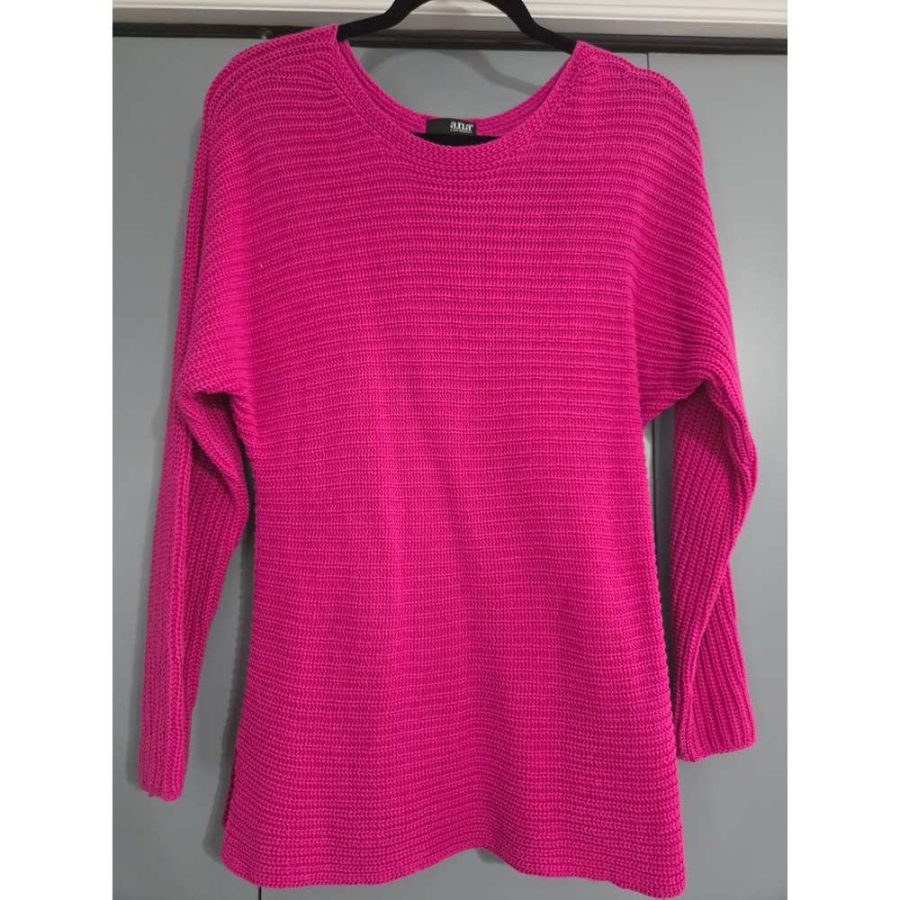 Excellent ana A New Approach Sweater Size Medium Pink Ribbed Knit Tunic Pullover